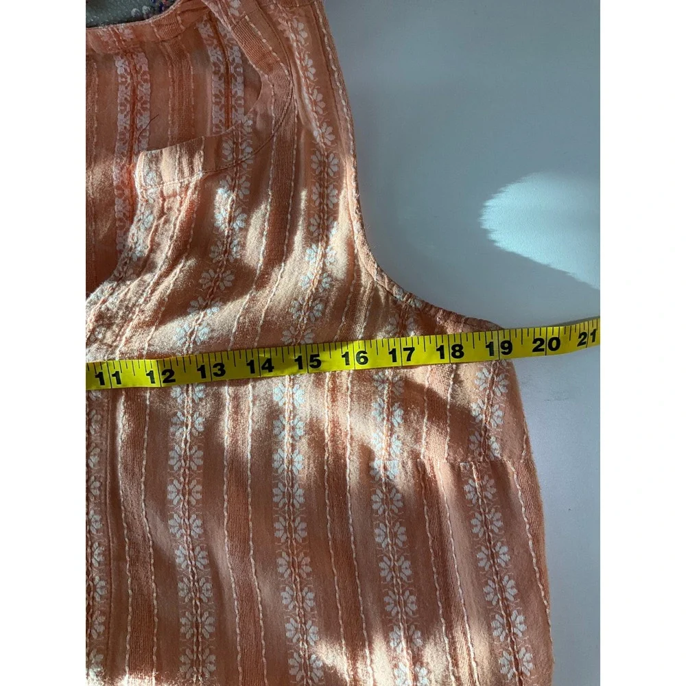 J. Jill Orange Floral Sleeveless Midi Tiered Dress Pockets Notch Neck Jumper - Picture 6 of 6